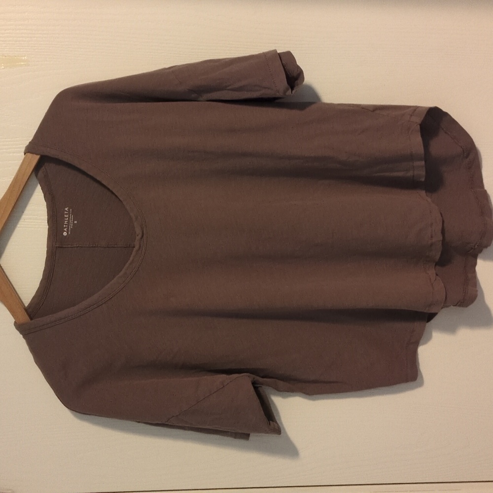 Athleta DAILY COMMUTE TEE Shirt Short Sleeve Mineral Brown Top Sz S